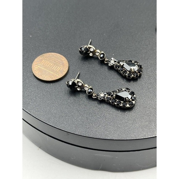 Sorrelli Beautiful‎ Vintage Black Crystal Silver Tone Dangle Earrings - Picture 14 of 15